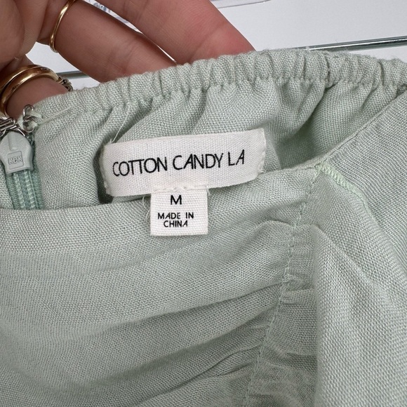 Cotton Candy Mint Green Ruffle Front Linen Blend Mini Skirt Size Medium - Picture 7 of 12